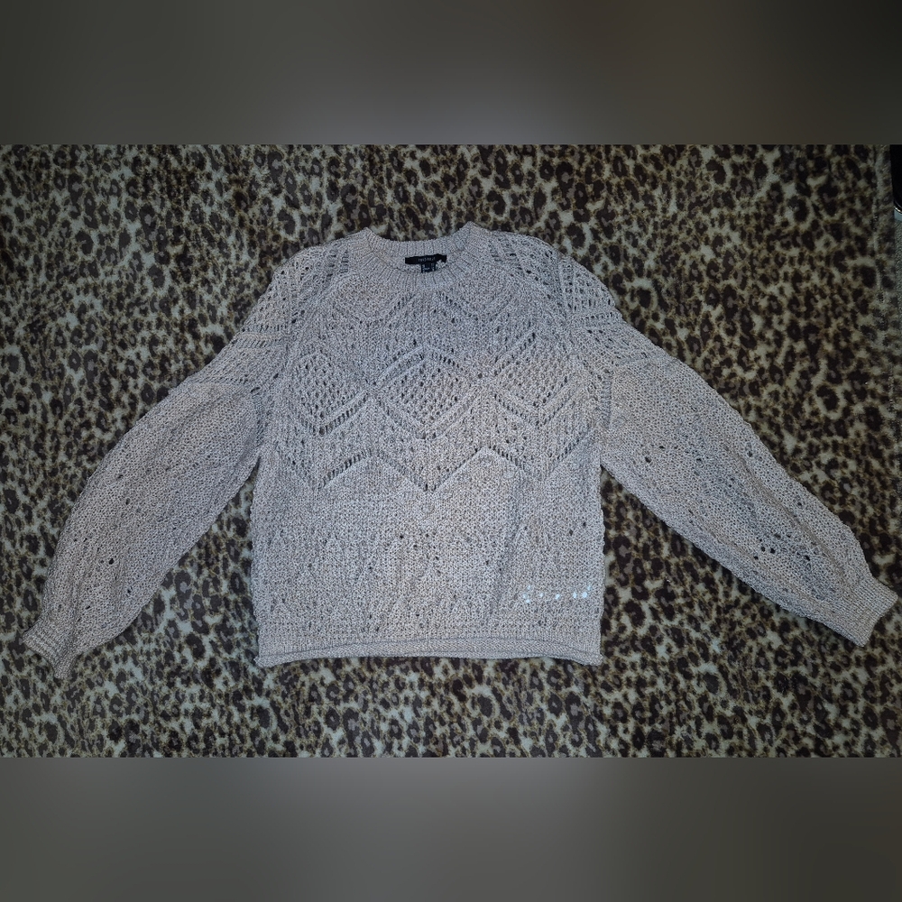 Forever 21 Pink Crochet Balloon Sleeve Top XS Like New - Picture 8 of 11